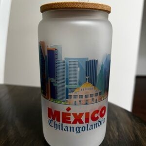 México ChilangoLandia Frosted Glass Jar with Bamboo Lid